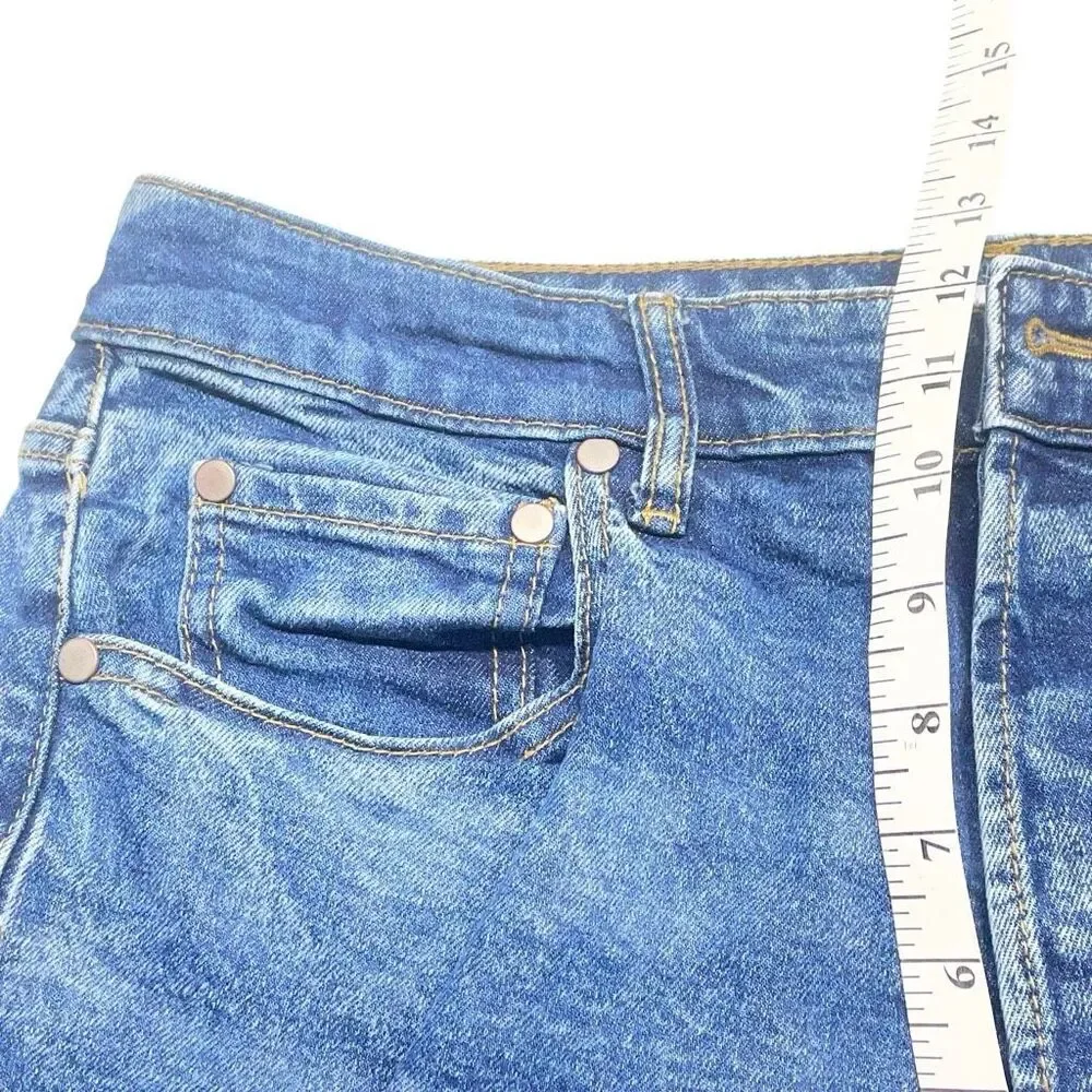 Torrid Love Sick Button Fly Straight Cut Contrast Wash Jeans